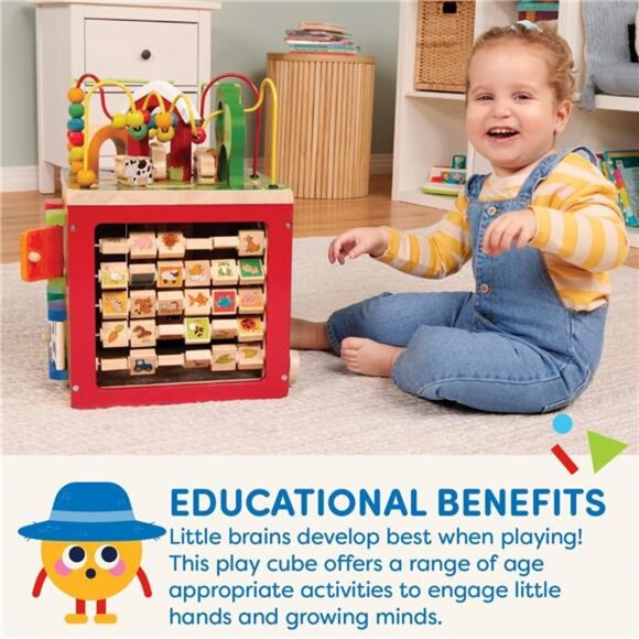 Activity Cube With Farm Theme–Educational Wooden Toys For Toddlers & Kids1 Year+ - Picture 4 of 7